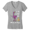 mama &amp; pizza dinasour. Women's V-Neck T-Shirt