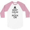 keep calm and rock on mens black t shirt rock music new 3/4 Sleeve Shirt