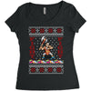 ugly sweater fight christmas t shirts Women's Triblend Scoop T-shirt