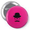 hat wayfarer glasses funny moustache hipster funny geek light tee shir Pin-back button