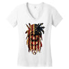 skull us flag Women's V-Neck T-Shirt