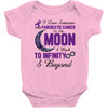 i love someone with pancreatic cancer to the moon &amp; back to infınıty Baby Bodysuit