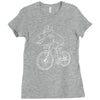 shark riding bicycle bike funny Ladies Fitted T-Shirt