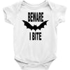 beware i bite Baby Bodysuit