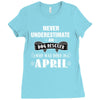 never underestimate an old man who was born in april. Ladies Fitted T-Shirt