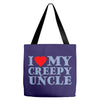 i heart my creepy uncle Tote Bags