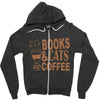 books and cats and coffee Zipper Hoodie