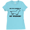 are you looking at my weiner t shirt funny dog wiener dachshund s m l Ladies Fitted T-Shirt