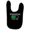 low battery introvert pun humor Baby Bibs