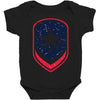 land of the free shield Baby Bodysuit