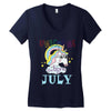 unicorns are born in july cute unicorn Women's V-Neck T-Shirt
