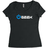geek' (power on button) Women's Triblend Scoop T-shirt