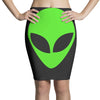 uomo alieno ufo stampa verde fluo divertente mitiche Pencil Skirts