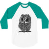 owl on athletic 3/4 Sleeve Shirt