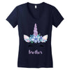 birthday unicorn family series brother Women's V-Neck T-Shirt