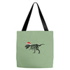 t rex skeleton santa claus Tote Bags
