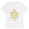 kings are born in july V-Neck Tee