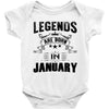 Legends Are Born In January Baby Onesie