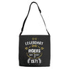 legendary riders are born in 1971 Adjustable Strap Totes