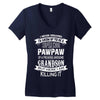 Super Cool Pawpaw Of A Freaking Awesome Grandson Women's V-Neck T-Shirt