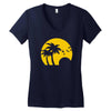 beach silhouette birds sand sunset Women's V-Neck T-Shirt