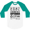 Born In September 3/4 Sleeve Shirt
