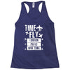TIME TO FLY TO LONDON PARIS NEW YORK Racerback Tank