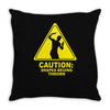 caution shapes being thrown printed Throw Pillow