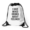mixed drinks about feelings Drawstring Bags
