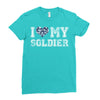 i love my soldier navy camouflage Ladies Fitted T-Shirt