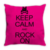 keep calm and rock on mens black t shirt rock music new Throw Pillow