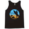 beach surfer silhouette birds sand waves palm Tank Top