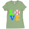 love baseball neon rhinestuds Ladies Fitted T-Shirt