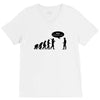 stop following me funny darwins evolution parody mens white t shirt V-Neck Tee