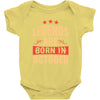 legends are born in october Baby Bodysuit