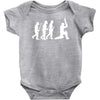 evolution of cricket white silhouette Baby Bodysuit