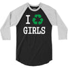 i recycle girls slogan text funny baseball jersey 3/4 Sleeve Shirt
