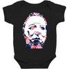 michael myers floral mask Baby Bodysuit