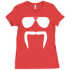 aviator sunglasses horseshoe fu manchu biker mustache Ladies Fitted T-Shirt