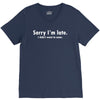 sorry i'm late white logo V-Neck Tee