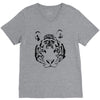 white tiger black print V-Neck Tee
