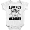 Legends Are Born In October Baby Onesie