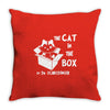 the cat in the box Throw Pillow