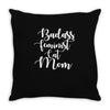 badass feminist cat mom Throw Pillow