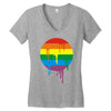 rainbow colored stripes dot running splashes Women's V-Neck T-Shirt