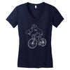shark riding bicycle bike funny Women's V-Neck T-Shirt