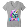 fortnite unicorn Women's V-Neck T-Shirt