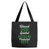 blessed god by spoiled by my husband protected by both Tote Bags