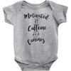 motivated by caffeine and canines Baby Bodysuit