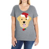 golden retriever dog with red santa's hat Ladies Curvy T-Shirt